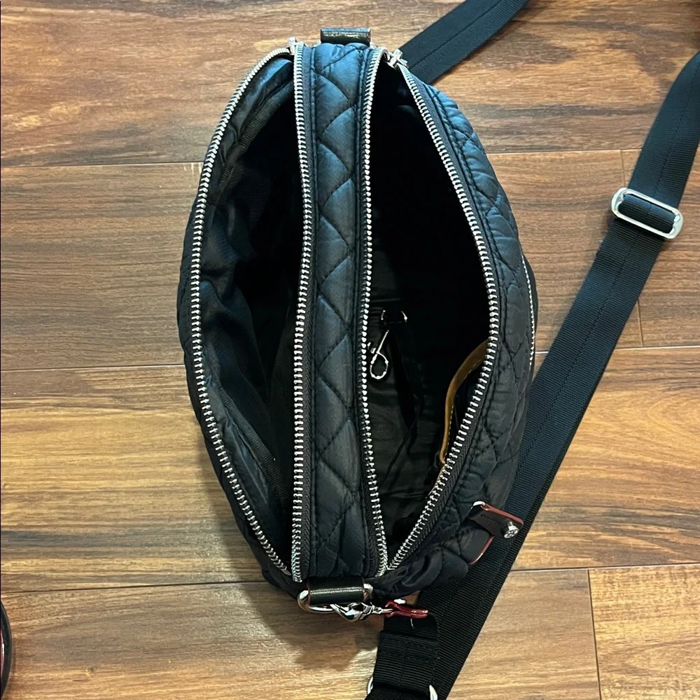 MZ WALLACE Black Quilted Nylon Crossbody with 2 Straps and Pouch - Picture 4 of 7